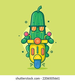 cute cucumber character mascot riding scooter isolated cartoon in flat style design