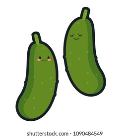 Cute cucumber characters. Vector set