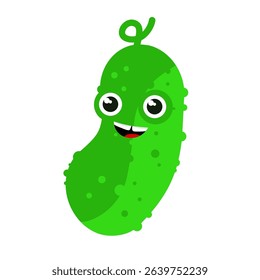 Cute cucumber in kawaii style - vector illustration