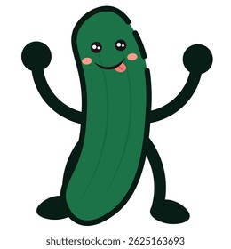 Cute cucumber smile. Vector illustration