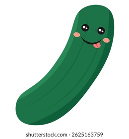 Cute cucumber smile. Vector illustration