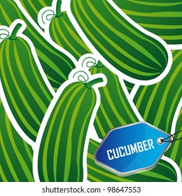 cute cucumber stickers background, vegetables. vector illustration