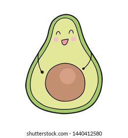 Cute cuddling avocado vector illustration. Avocuddle kawaii character.