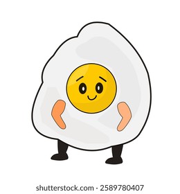 A cute and cuddly omega egg emoji that has arms and legs.