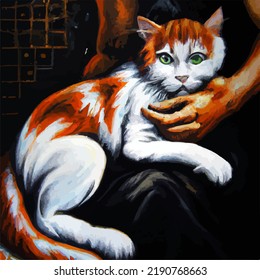 A cute and cuddly orange and white kitty in the lap