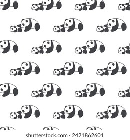 Cute Cuddly Panda Family Time Vector Seamless Pattern can be use for background and apparel design