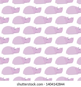 A cute and cuddly pink hippopotamus very friendly. Cartoon vector style.

