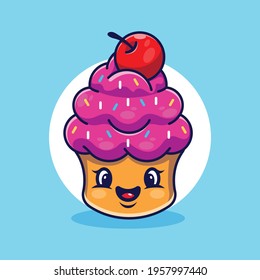 Cute cup cake cartoon character