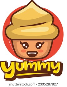 Cute cup cake mascot with premium quality stock vector