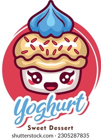 Cute cup cake mascot with premium quality stock vector