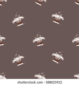 Cute cup cake over brown background.