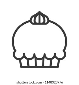 cute cup cake, sweets and dessert outline icon