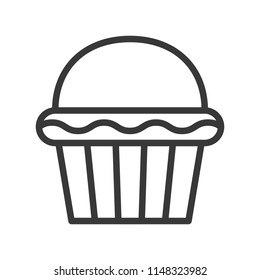 cute cup cake, sweets and dessert outline icon