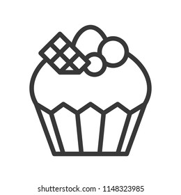 cute cup cake, sweets and dessert outline icon