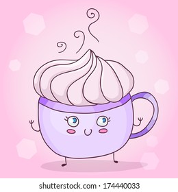Cute cup of cappuccino