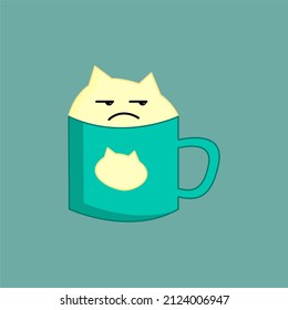 Cute cup cartoon illustration with bored expression