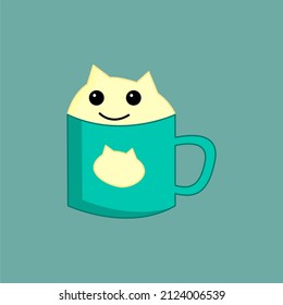 Cute cup cartoon illustration with smiling expression