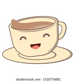 Cute Cup Characters Containing Tea or Coffee