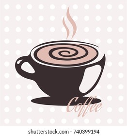 Cute cup of coffee with aroma in pale colors. Seamless background. Vector illustration.