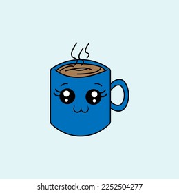 Cute Cup of Coffee cartoon. vector illustration
