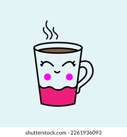 Cute Cup of coffee Cartoon. vector illustration