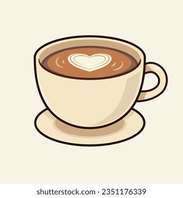 Cute cup of coffee drink vector Illustration