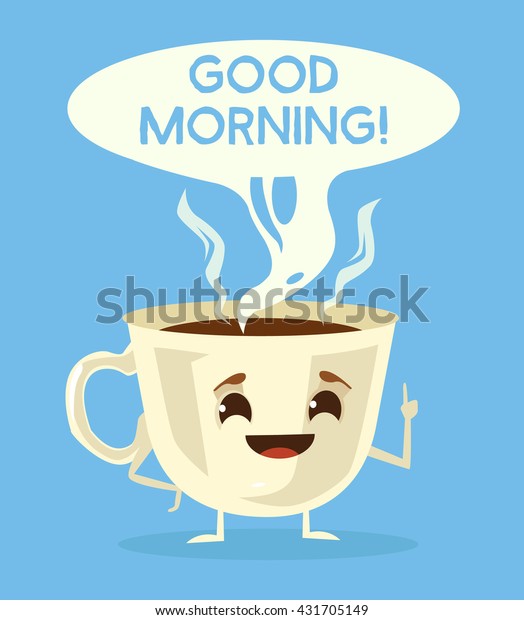 Cute Cup Coffee Good Morning Black Stock Vector Royalty Free