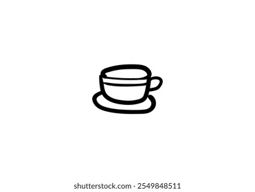 Uma bela xícara de café ilustração em um estilo de rabiscar infantil com um desenho natural.

