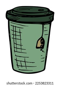 Cute taza de ilustración de café. Sencillo clipart. Cómodo garabato