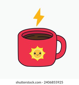 Cute cup of coffee with morning enthusiasm