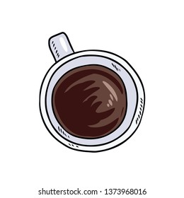 Cute cup of coffee or tea. Hand drawn cartoon style clip art