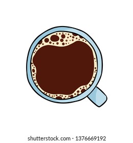 Cute cup of coffee or tea. Hand drawn cartoon image