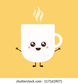 Cute cup of coffee or tea. Vector illustration