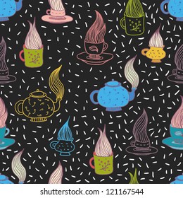 cute cup dark seamless pattern