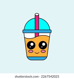 Cute Cup Drink Cartoon. vector illustration	