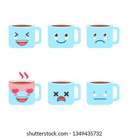 Cute cup emoji sticker set collection