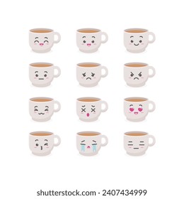 Das Cute-Cup-Emoticon-Set