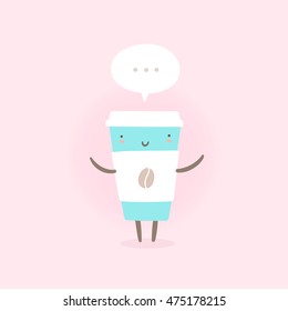 Cute cup to go. Vector hand drawn illustration