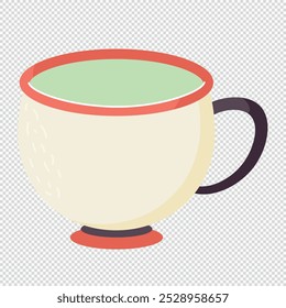Cute cup of green tea with transparent background. Good for stickers, textile prints, stamps, cards, banners, decorations, ads, posts