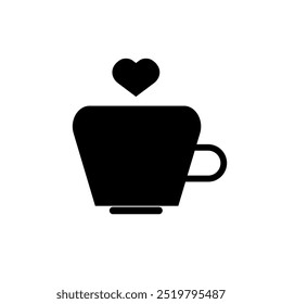 Cute cup with heart icon illustration