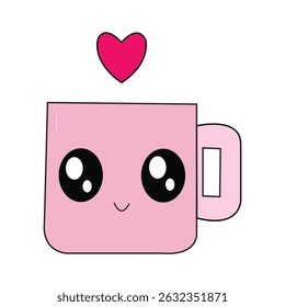 Cute Cup heart illustration design