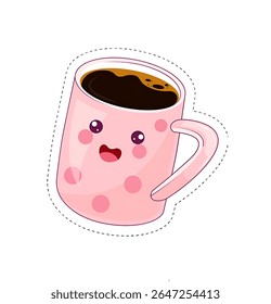 cute cup of hot coffee with chocolate