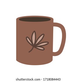 Una taza linda con café o té caliente. Estilo escandinavo. Simple ilustración vectorial.