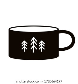 A cute cup with hot coffee or tea. Scandinavian style. Simple vector illustration.