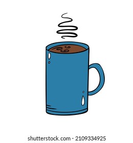 Una taza de bebida caliente. Ilustración vectorial en estilo doodle