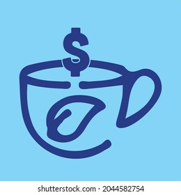 Cute-Cup-Symbol oder Logo einzeln auf einem Symbol mit US-Dollar-Währungssymbol.eps