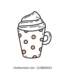 Cute cup of mocha isolated on white background. Vector hand-drawn illustration in doodle style. Perfect for cards, menu, logo, decorations.