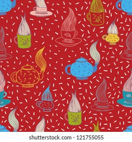 cute cup red seamless pattern