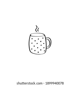 Cute cup sign. Vector doodle icon. Hand drawn illustration