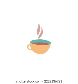 Cute cup of tea or coffee - hot drink for interesting design. Vector illustration